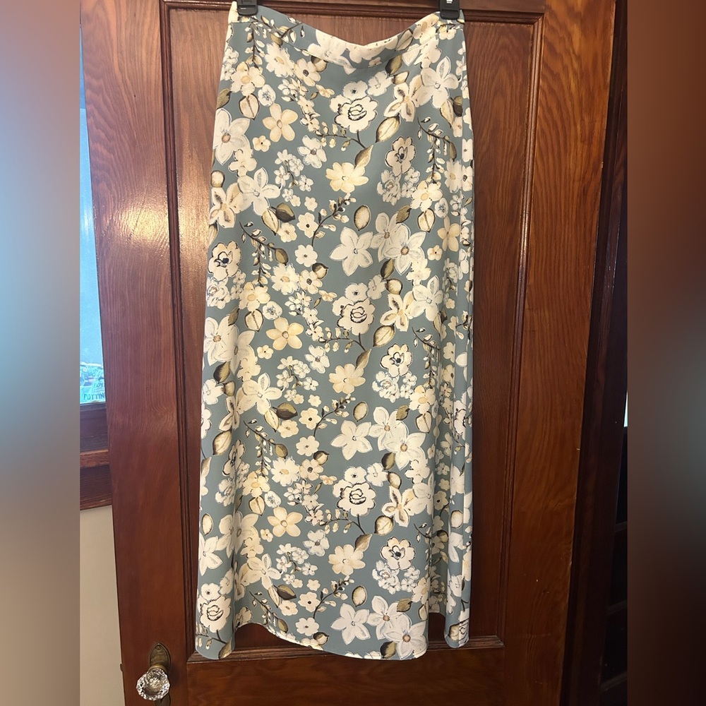 Vintage 90's A. Byer California Blue Floral Maxi Skirt Size 9 Small